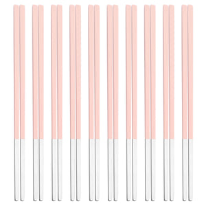 Matte Pastel Stainless Steel Korean Metal Chopsticks | Green Pink Gray Brown - 10 pairs