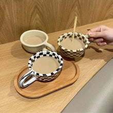 Load image into Gallery viewer, Warp Checkered Cute Ceramic Mugs | Small Coffee Cup - 1 Pc