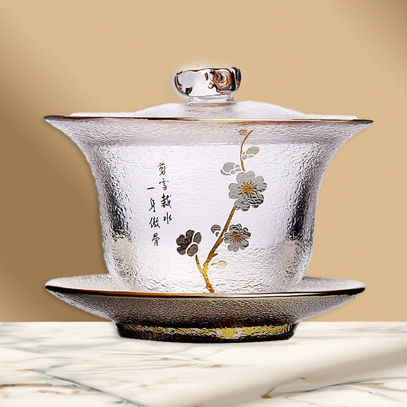 Luxury Glass Transparent Gaiwan Chinese Tea Cup | Bowl Lid Saucer