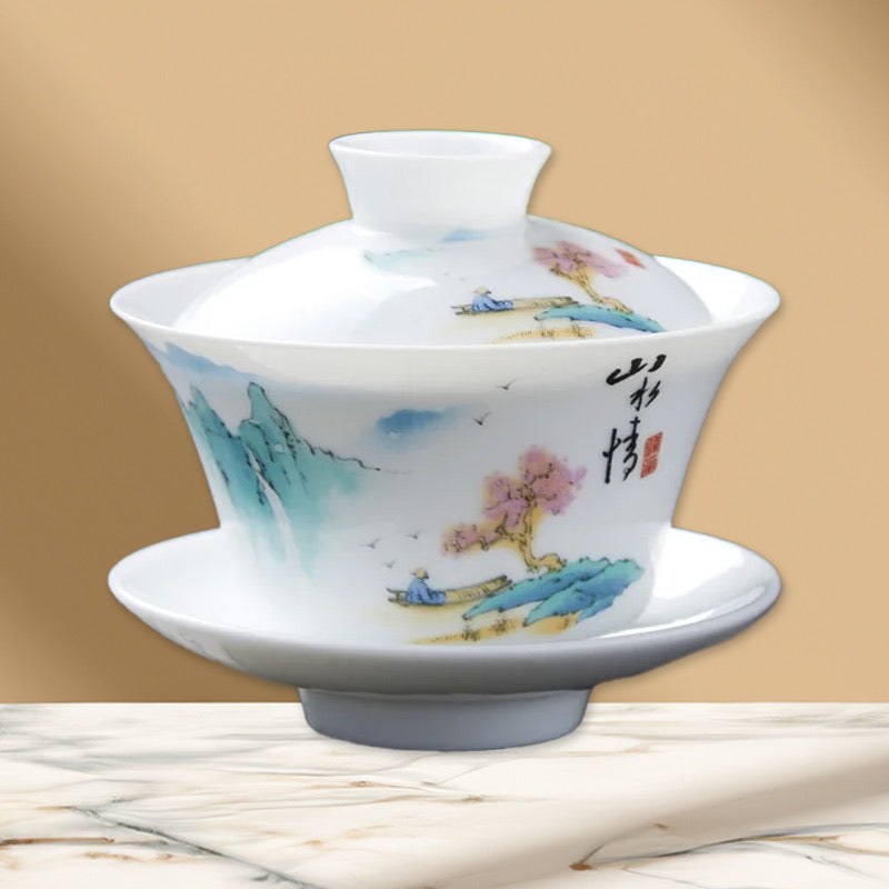 Bone China Gaiwan | White Porcelain Teapot Cup Set - 1 Pc
