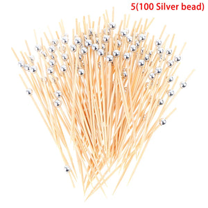 fancy silver decorative party toothpicks for cocktails and appetizers