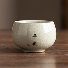 Load image into Gallery viewer, Calligraphy Chinese Tea Cup | Cracked Ceramic Teaware - 1 Pc