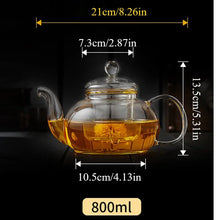 Load image into Gallery viewer, Clear Glass Teapot with Infuser on Stove | High Borosilicate Kettle