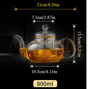 Clear Glass Teapot with Infuser on Stove | High Borosilicate Kettle