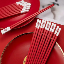 Load image into Gallery viewer, Red Dragon Chopsticks | Korean Metal Chinese Wedding Set - 5 Pairs