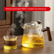 Load image into Gallery viewer, Glass Teapot with Spout and Wooden Handle | Matching Cup - 1 Set