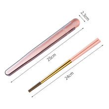 Load image into Gallery viewer, Gold Travel Chopsticks with Case | Stainless Steel Metal Small Portable Camping Chopstick - 1 Pair