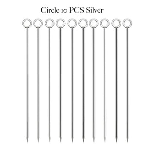 Circle Metal Cocktail Picks | Rose Gold Toothpick Skewers - 10 Pc Set