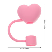 Load image into Gallery viewer, Pink Heart Straw Toppers &amp; Covers | Love Valentines Caps - 4 Pc Set