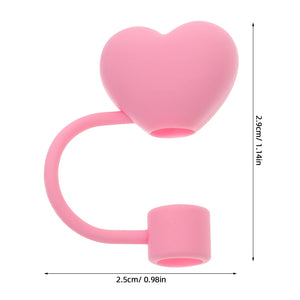 Pink Heart Straw Toppers & Covers | Love Valentines Caps - 4 Pc Set