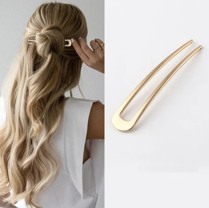 Minimalist Gold Metal Hair Sticks for Bun | Styling Pins - 1 Pc