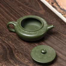 Load image into Gallery viewer, Green Glazed Yixing Teapot | Handmade Vintage Chinese Clay Teapot with Strainer - 1 Pc