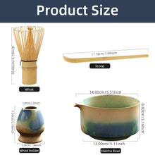 Load image into Gallery viewer, Blue Rustic Japanese Matcha Set with Ceramic Bowl | Bamboo Tea Whisk - 4 Pc