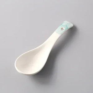 White Asian Soup Spoons | Classic Japanese Ceramic Spoon Tableware - 1 Pc