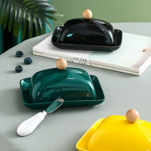 Load image into Gallery viewer, Cute Unique Ceramic Butter Dish with Lid and Butter Knife - 1 Set