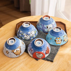 Cute Animal Japanese Ramen Bowls | Lucky Cat Small Ceramic Donburi - 1 Pc