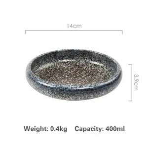 Rustic Japanese Small Plates | Asian Ceramic Round Plate and Bowls - 1 Pc