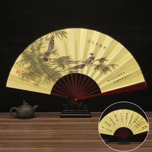 Yellow Japanese Fan | Traditional Hand Folding Display - 1 Pc