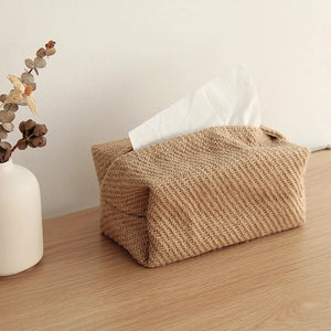 Nordic Linen Tissue Box Cover | Cotton Cloth Paper Holder - 1 Pc