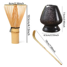 Load image into Gallery viewer, Rustic Black Matcha Set | Bamboo Whisk, Tea Scoop, and Holder - 3 Pc