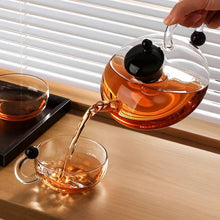 Load image into Gallery viewer, Flat Glass Teapot with Infuser | Clear High Borosilicate Tea Pot - 1 Pc