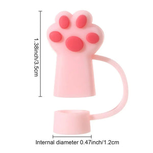 Cute Cat & Paw Silicone Straw Toppers | Reusable Cup Covers - 1 Pc