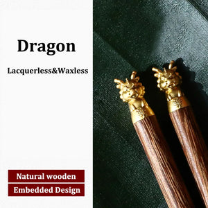 Gold Zodiac Wooden Chopsticks | Luxury Chinese New Year Animal Gift - 1 Pc