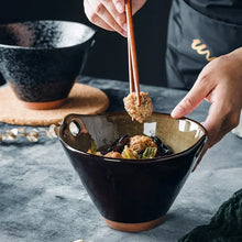 Load image into Gallery viewer, Modern Ceramic Ramen Bowls with Chopsticks Holder | Japanese Tableware -1 Pc