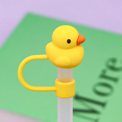 Yellow Duck Straw Toppers | Reusable Silicone Cap Covers - 1 Pc