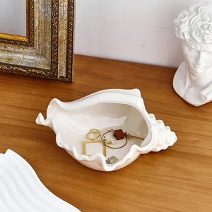 Unique Shell Trinket Dish | White Ceramic Jewelry Tray plate - 1 Pc