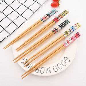 bamboo chopsticks - reusable wood chopstick in set of 5 pairs 