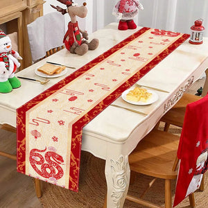 Snake Chinese New Year Linen Table Runner | Lunar Gifts 2025 - 1 Pc