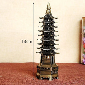 Gold Metal Pagoda | Small Feng Shui Decor Lunar New Year Gift - 1 Pc