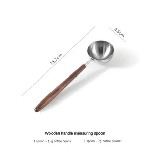 Wooden Handle Metal Coffee Scoop | Stainless Steel Tablespoon Size - 1 Pc