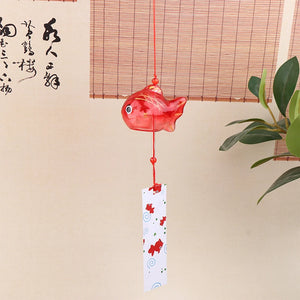 Red Fish Japanese Wind Chimes | Furin Glass Bell Hanging Decor - 1 Pc