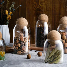 Load image into Gallery viewer, Glass Spice Jar Set with Ball Cork Lid | Coffee Tea Canister Storage