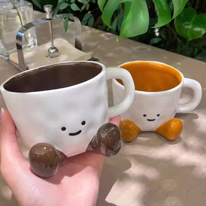 Fun Smiley with Legs Cute Mugs | Ceramic Cartoon Cup - 1 Pc