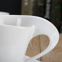 Load image into Gallery viewer, White European Demitasse Cups | Wave Espresso Shots with Saucers - 1 Set