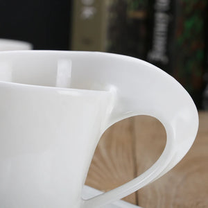 White European Demitasse Cups | Wave Espresso Shots with Saucers - 1 Set