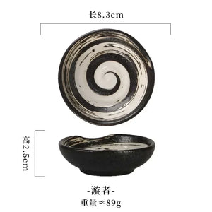 Japanese Soy Sauce Dish | Small Round Plates Ceramic Dipping Bowls  - 1 Pc