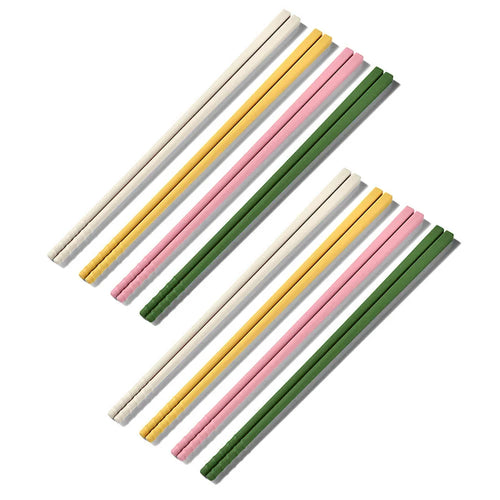 Yellow Pink Green Japanese Silicone Chopsticks Mixed Set - 5/8 Pairs