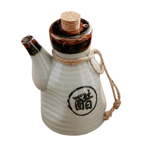 Black Retro Traditional Japanese Ceramic Soy Sauce Bottle & Dispenser - 1 Pc