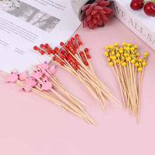 Load image into Gallery viewer, Pink Flamingo Decorative Party Toothpicks | Fancy Cocktail Appetizers made from bamboo