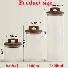 Load image into Gallery viewer, Large Glass Spice Jars with Handle Lid | Clear Food Storage Tea Canister - 1 Pc