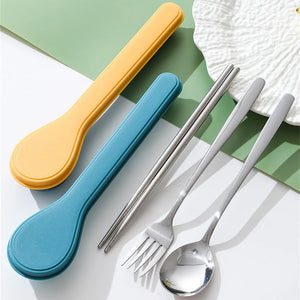 Stainless Steel Cutlery Travel Set | Korean Chopsticks Fork Spoon with Portable Case