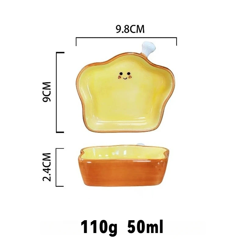 Cute Bread Pastry Sauce Dish | Soy Seasoning Dipping Bowl - 1 Pc