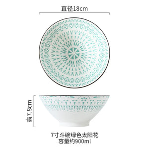 Colorful Round Porcelain Ramen Bowl | Asian Bowls for Noodles, Soups, Rice - 1 Pc