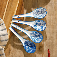 Load image into Gallery viewer, Blue &amp; White Chinese Spoon Set | Porcelain Asian Soup Spoons - 4 Pc Set