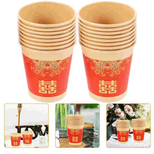 Load image into Gallery viewer, Disposable Chinese Wedding Paper Cups for Tea Ceremony | Red Double Happiness - 50 Pc Set