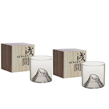 Load image into Gallery viewer, Fuji Japanese Whiskey Glass Set | Raised Ice Moutain Liquor Spirit Cup - Set of 2